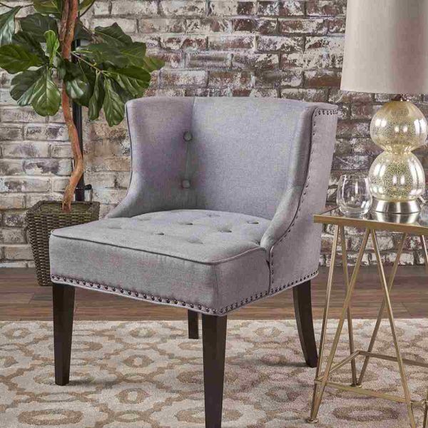 Adelina Button-Tufted Armless Chair in Fabric