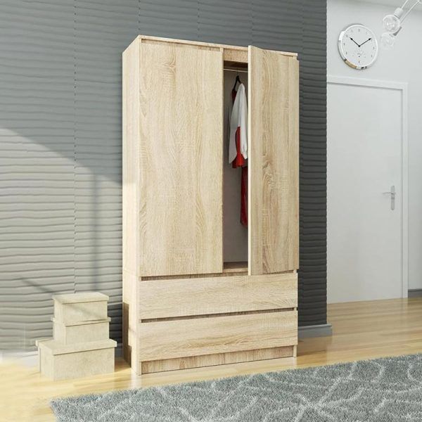 BDW Wardrobe with 2 Doors Oak Finish