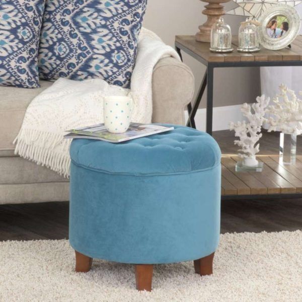 Button Tufted Hidden Storage Ottoman