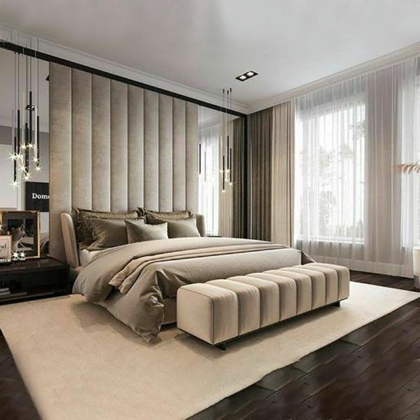 Channel Tufted Bed with Wall Panel Headboard