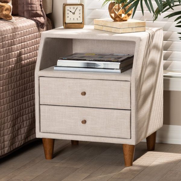 Claverie Mid-Century Nightstand with Open Shelve