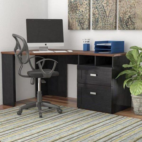 Curved Computer Desk For Corner in Black