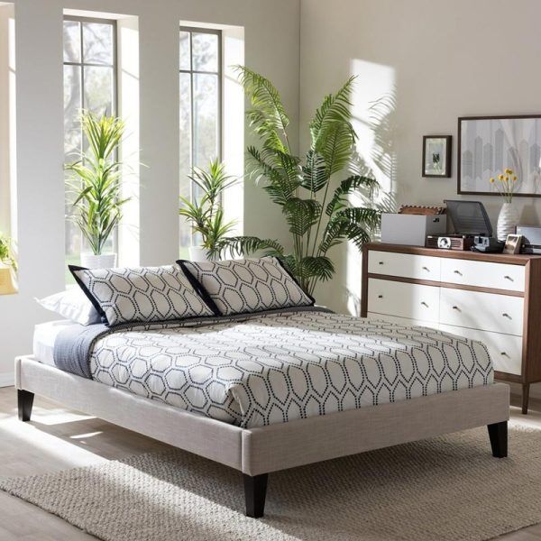 Fabric-Covered Bed with Modern Style
