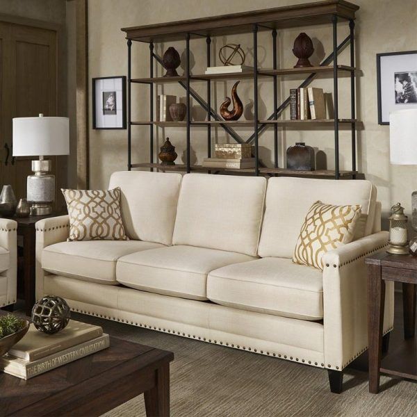 Hersfeld Sofa or Loveseat in Soft Ivory Fabric