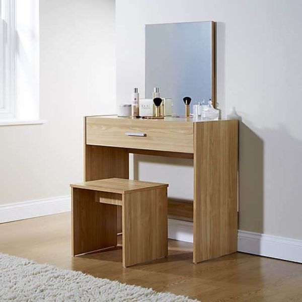 Julia Modern Dressing Table Set in Natural Oak