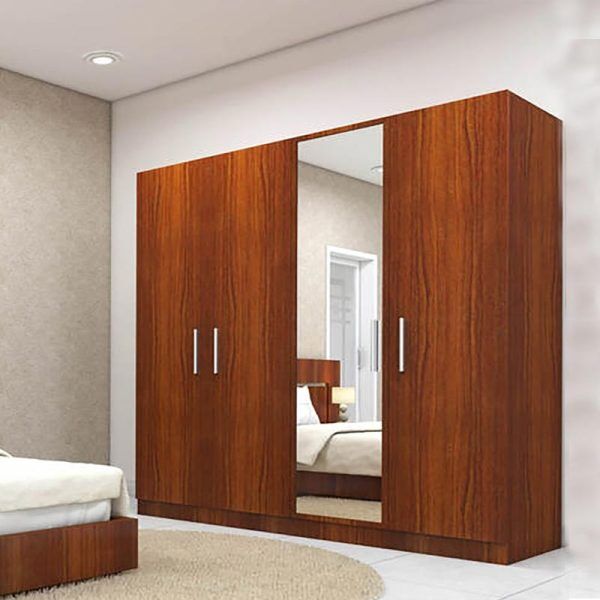 MDF 4-Door Wardrobe with Mirror