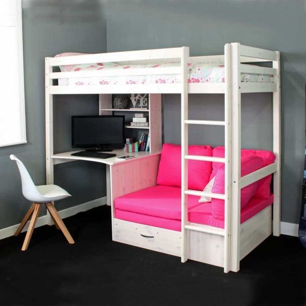 Nina European Bunk Bed With Desk & High Sleeper