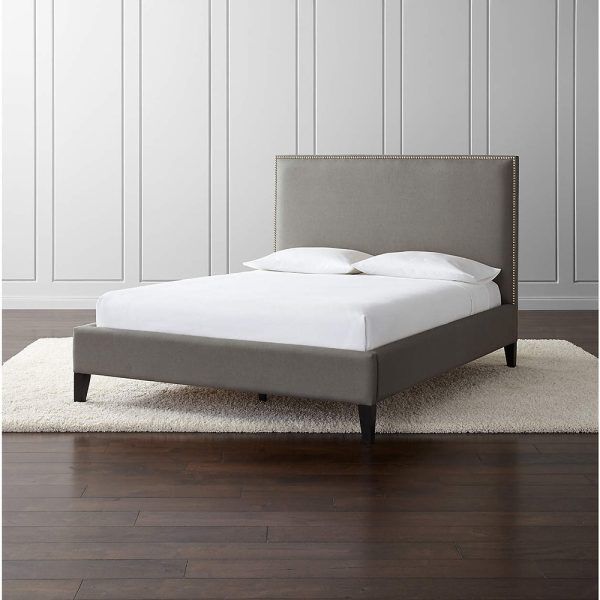 Nail Head Bed with Trim and Plain Headboard