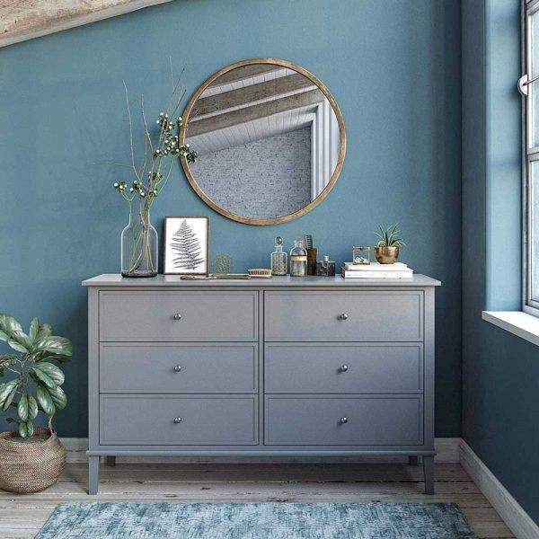 Soderville Dressing Table with 6-Drawers in Grey