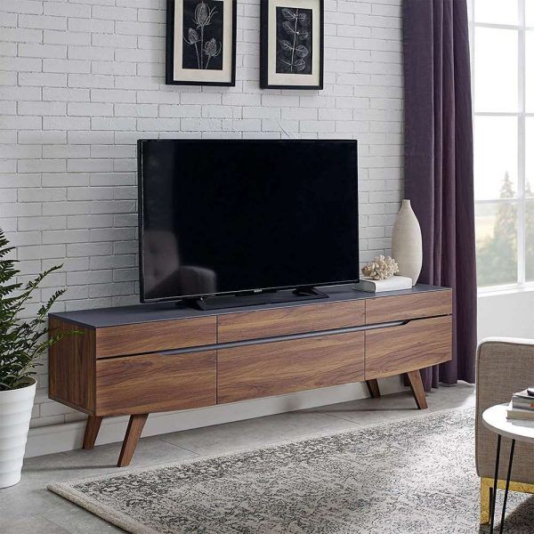 Walnut Wood TV Cabinet in Gray