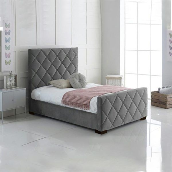 Velvet-Covered Twin Bed Frame