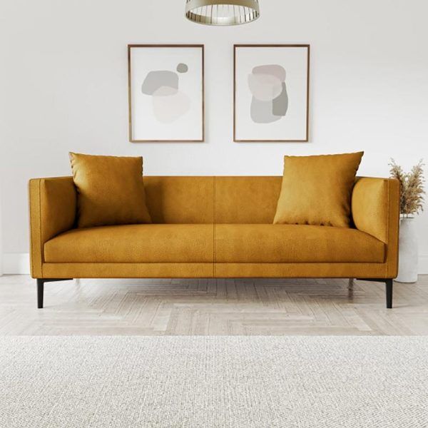 3 Seats Leather Sofa in Rich Tan Color