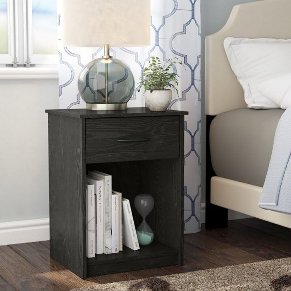 Paragon 1-Drawer Nightstand with Black Oak