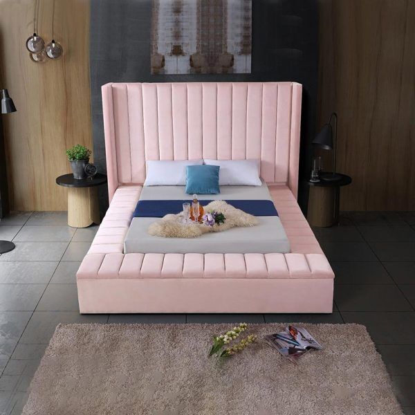 Channel tufting storage velvet king bed