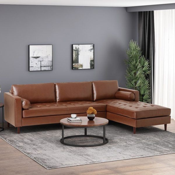 Contemporary Leather Sofa with Chaise