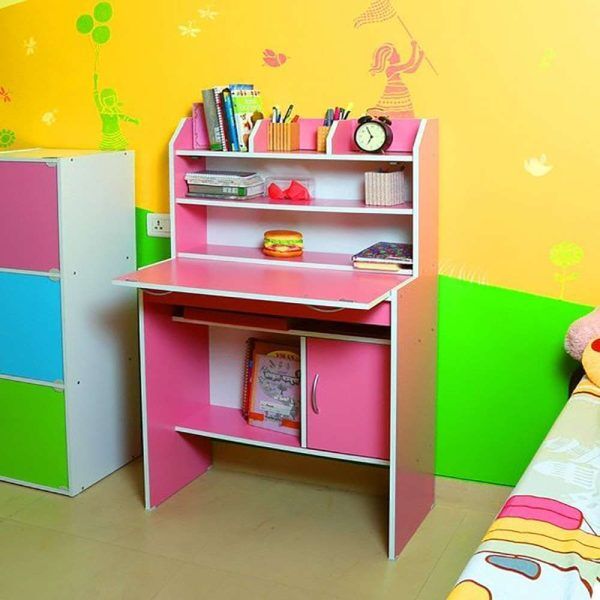 Modern Fayne Study Table in Pink Finish