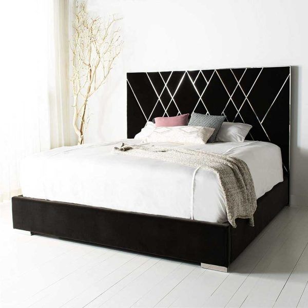 Luxurious French Velvet Bed with Upholstery