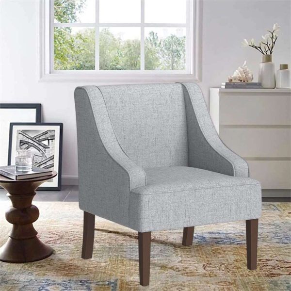 Light Grey Accent Chair with Swoop Arm Design