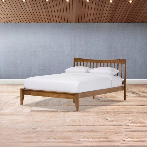 Mid-Century Solid Walnut Bed