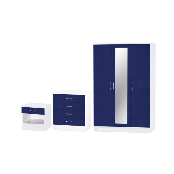 Paragon Mirrored Door Wardrobe Set in Blue