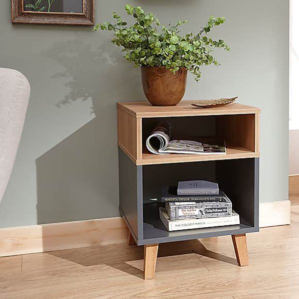 Modena Grey and Oak Effect Bedside Table