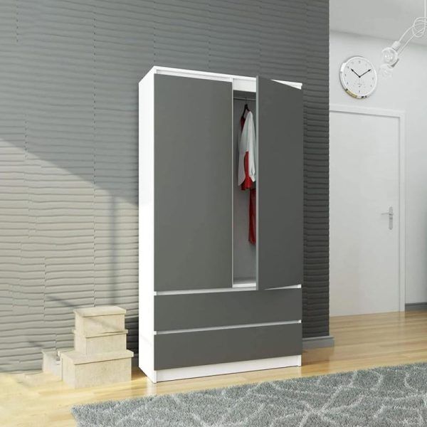 Modern 2 Door Wardrobe with Storage Drawers