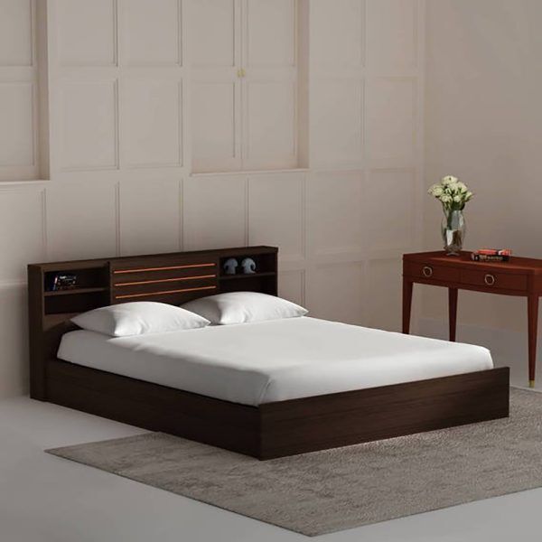Modern Queen Bed with Dark and Rich Wenge Finish