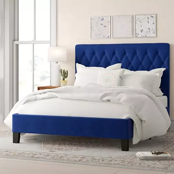 Upholstered and Tufted Low Profile Bed Frame
