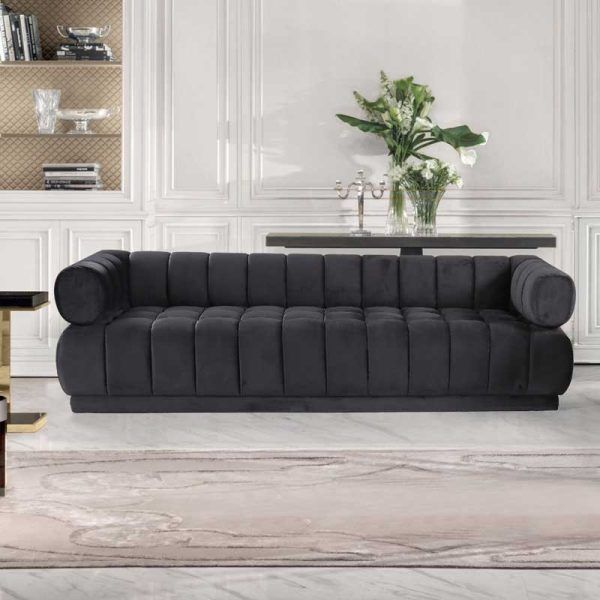 Vertical Channel design Quebec Velvet Upholstered Sofa