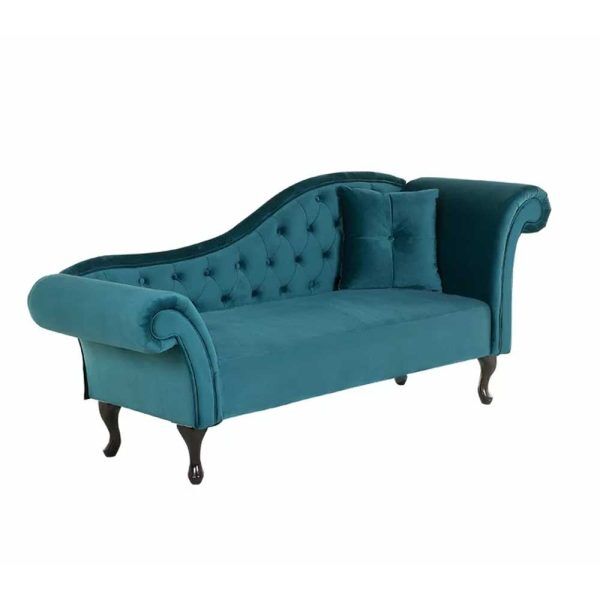 Vintage Chaise Lounge Fabric Upholstered