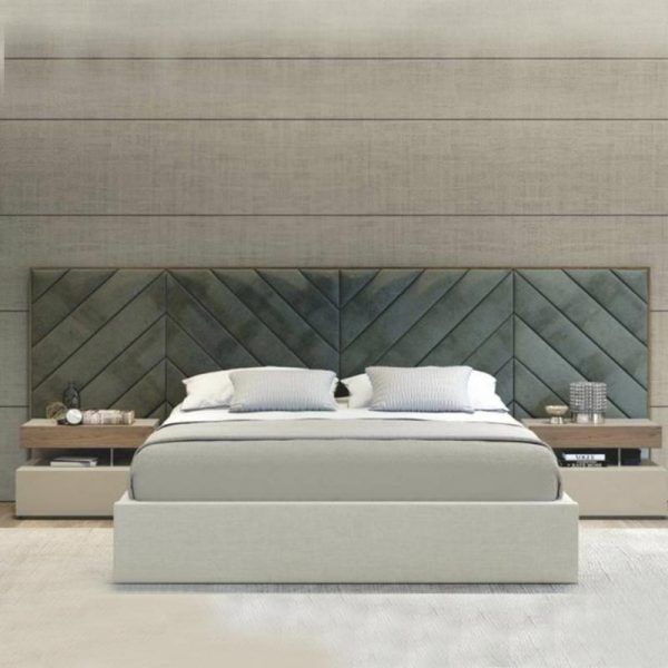 WallPanel Headboard Bed With Cross Lines Tufted
